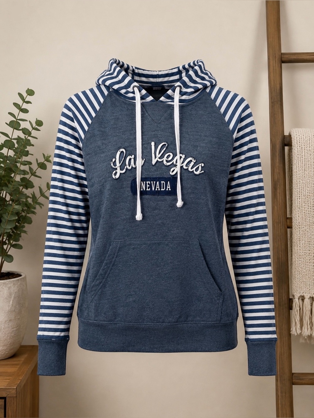 Las Vegas Nevada Striped Sleeve Hoodie 💙🤍